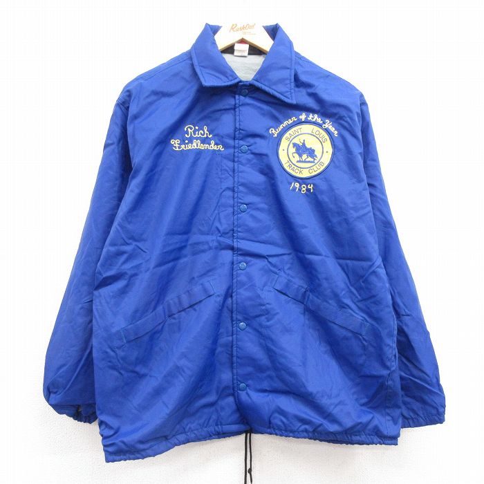 L★古着 Dun brooke 長袖 ナイロン ジャケット メンズ 80年代 80s セントルイス チェーンステッチ刺繍 USA製 紺 ネイビー 25feb05 中古 アウター ウインドブレーカー