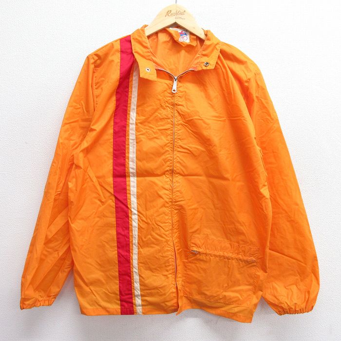 【50%OFF】M★古着 長袖 ビンテージ ナイロン ジャケット メンズ 70年代 70s オレンジ他 25feb06 中古 アウター ウインドブレーカー