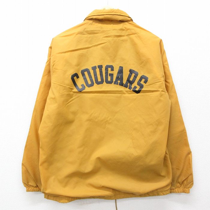L★古着 チャンピオン champion 長袖 ナイロン ジャケット メンズ 70年代 70s ランナーズタグ COUGARS ラグラン 黄系 イエロー 内側ファー 25feb06 中古 アウター ウインドブレーカー