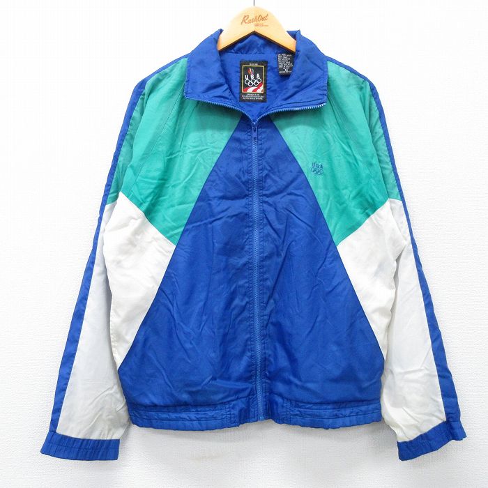 【50%OFF】L★古着 長袖 ナイロン ジャケット メンズ 00年代 00s USAオリンピック ラグラン 紺他 ネイビー 25feb12 中古 アウター ウインドブレーカー