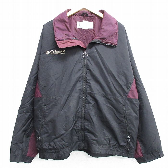 XL★古着 コロンビア COLUMBIA 長袖 ナイロン ジャケット メンズ 90年代 90s 大きいサイズ 黒他 ブラック 25feb12 中古 アウター ウインドブレーカー