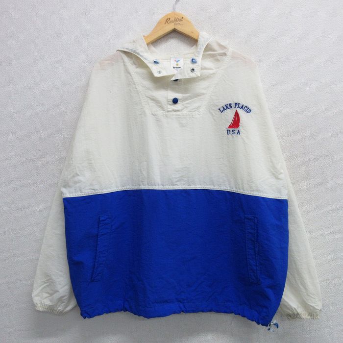 XL★古着 長袖 ナイロン ジャケット パーカー メンズ 80年代 80s ヨット USA製 白他 ホワイト 25feb12 中古 アウター ウインドブレーカー