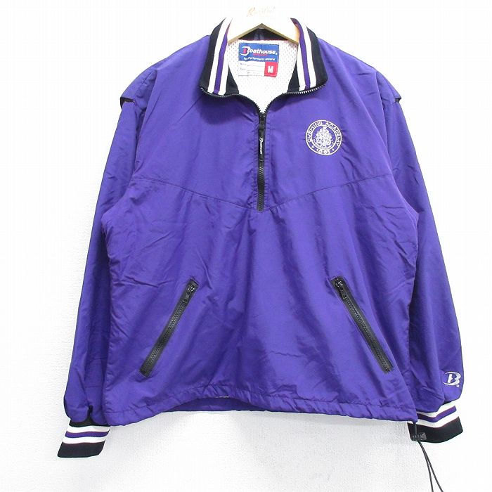 【50%OFF】L★古着 長袖 ハーフジップ ナイロン ジャケット メンズ 90年代 90s CUSHING テニス USA製 紫他 パープル 25feb12 中古 アウター ウインドブレーカー