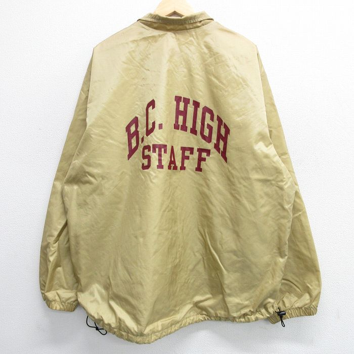 XL★古着 長袖 ナイロン ジャケット メンズ 90年代 90s B.C.HIGH 大きいサイズ USA製 ベージュ系 カーキ 25feb12 中古 アウター ウインドブレーカー