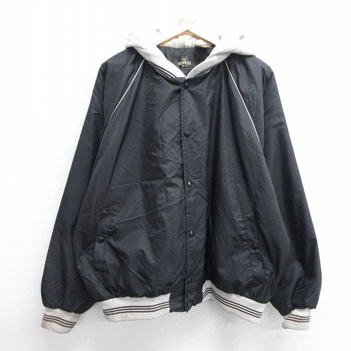 XL★古着 レッドヘッド 長袖 ナイロン ジャケット パーカー メンズ 00年代 00s 大きいサイズ ラグラン 黒他 ブラック 内側キルティング 25feb12 中古 アウター ウインドブレーカー