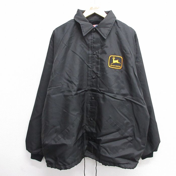 XL★古着 スイングスター 長袖 ナイロン ジャケット メンズ 90年代 90s JOHN DEERE 大きいサイズ ラグラン USA製 黒 ブラック 内側ファー 25feb14 中古 アウター ウインドブレーカー
