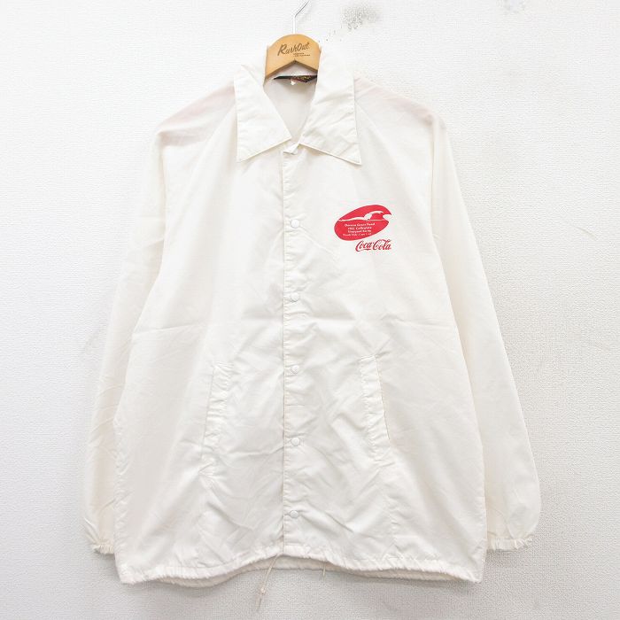 【20%OFF】L★古着 Dun brooke 長袖 ナイロン ジャケット メンズ 80年代 80s コカコーラ ラグラン USA製 白 ホワイト 25feb14 中古 アウター ウインドブレーカー