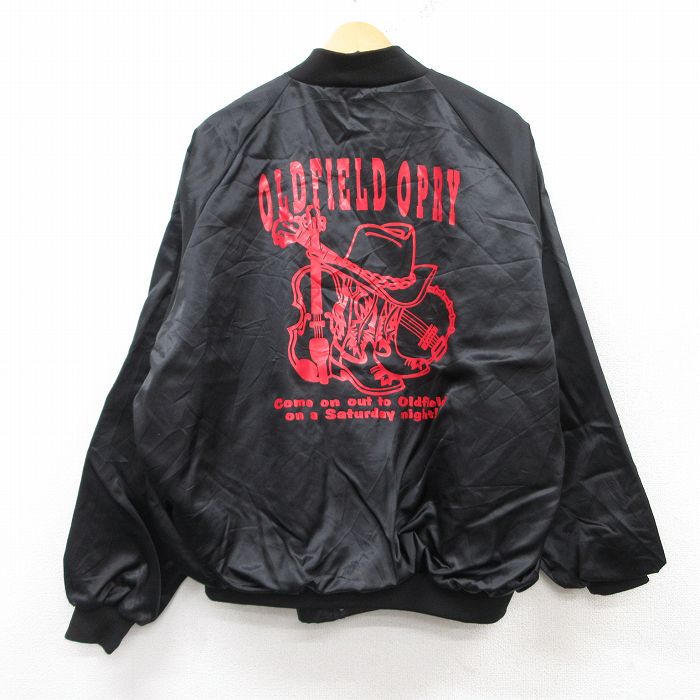 XL★古着 長袖 ナイロン ジャケット メンズ 90年代 90s ウエスタンブーツ ラグラン 大きいサイズ 黒 ブラック 25feb14 中古 アウター ウインドブレーカー