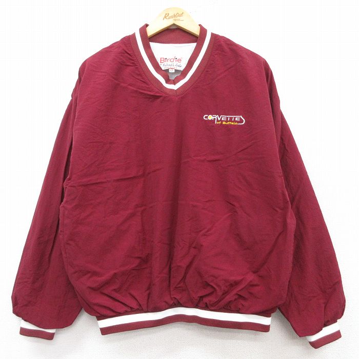 L★古着 長袖 ナイロン ジャケット メンズ 90年代 90s CORVETTES Vネック USA製 エンジ 25feb14 中古 アウター ウインドブレーカー