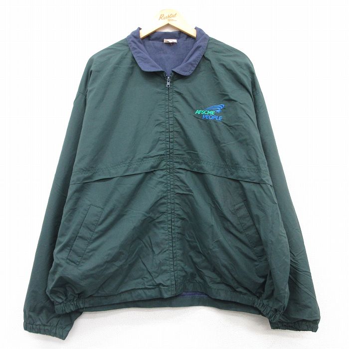【50%OFF】XL★古着 長袖 ナイロン ジャケット メンズ 90年代 90s AFSCME 大きいサイズ 緑 グリーン 25feb15 中古 アウター ウインドブレーカー