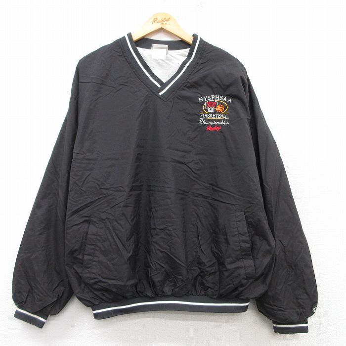 XL★古着 ローリングス 長袖 ナイロン ジャケット メンズ 00年代 00s バスケットボール 大きいサイズ Vネック 黒他 ブラック 25feb15 中古 アウター ウインドブレーカー