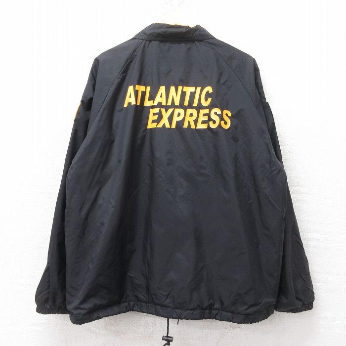 XL★古着 長袖 ナイロン ジャケット メンズ アトランティックエクスプレス 星条旗 ラグラン 黒 ブラック 25feb15 中古 アウター ウインドブレーカー
