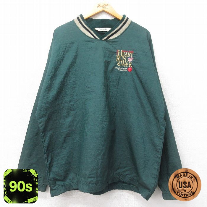 【50%OFF】90s ナイロンジャケット ハート グリーン XL | 古着