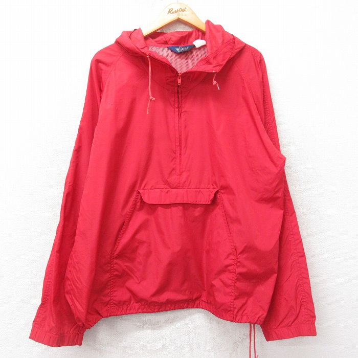 【20%OFF】XL★古着 ウールリッチ WOOLRICH 長袖 ナイロン ジャケット アノラック パーカー メンズ 90年代 90s ラグラン 赤 レッド 内側メッシュ 25feb15 中古 アウター ウインドブレーカー