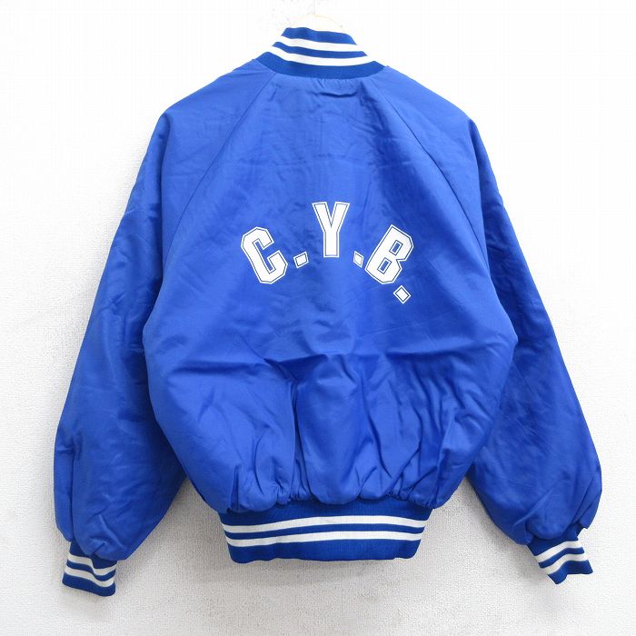 【50%OFF】L★古着 長袖 ナイロン ジャケット メンズ 80年代 80s CYB ラグラン USA製 青 ブルー 内側キルティング 25feb22 中古 アウター ウインドブレーカー