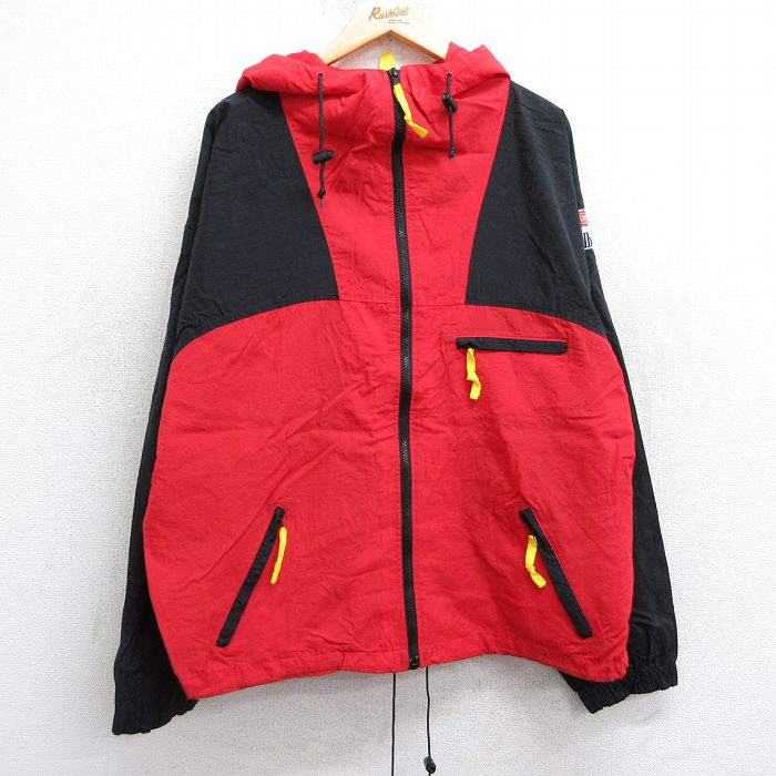 XL★古着 マルボロ 長袖 ナイロン ジャケット パーカー メンズ 90年代 90s 赤 レッド 【spe】 25feb22 中古 アウター ウインドブレーカー