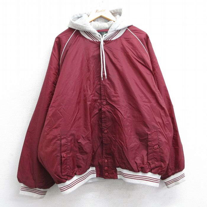XL★古着 レッドヘッド 長袖 ナイロン ジャケット パーカー メンズ 00年代 00s ラグラン 大きいサイズ エンジ 内側キルティング 25feb22 中古 アウター ウインドブレーカー