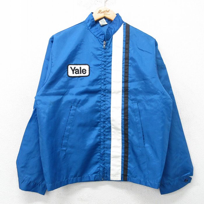 M★古着 長袖 ナイロン ジャケット メンズ 70年代 70s イエール YALE 紺他 ネイビー 25feb25 中古 アウター ウインドブレーカー