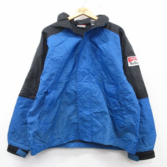 【50%OFF】XL★古着 マルボロ 長袖 ナイロン ジャケット メンズ 90年代 90s 青他 ブルー 内側メッシュ 【spe】 25feb25 中古 アウター ウインドブレーカー