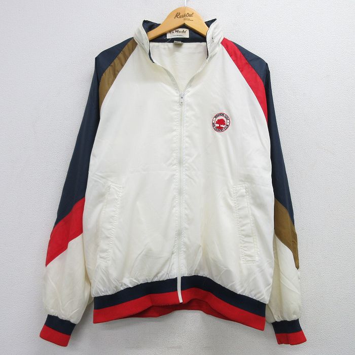 XL★古着 長袖 ナイロン ジャケット メンズ 90年代 90s ゴルフ USA製 白他 ホワイト 25feb25 中古 アウター ウインドブレーカー