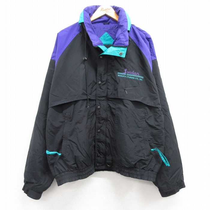 XL★古着 Dunbrook 長袖 ナイロン ジャケット メンズ 90年代 90s gandan 黒他 ブラック 25feb27 中古 アウター ウインドブレーカー