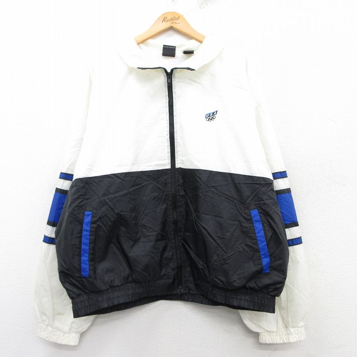 XL★古着 JCペニー 長袖 ナイロン ジャケット メンズ 90年代 90s USAオリンピック 大きいサイズ 黒他 ブラック 25mar04 中古 アウター ウインドブレーカー
