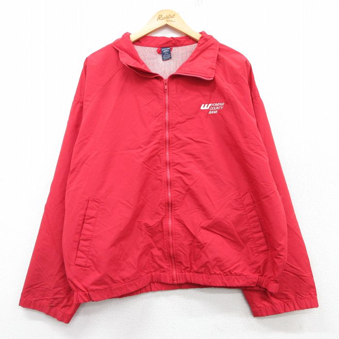 【50%OFF】XL★古着 ランズエンド 長袖 ナイロン ジャケット メンズ 90年代 90s YOMING 赤 レッド 内側メッシュ 25mar11 中古 アウター ウインドブレーカー
