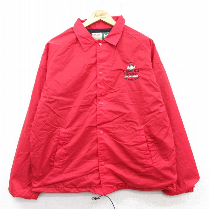 M★古着 Wear Guard 長袖 ナイロン ジャケット メンズ 00年代 00s コカコーラ ラグラン 赤 レッド 25mar11 中古 アウター ウインドブレーカー