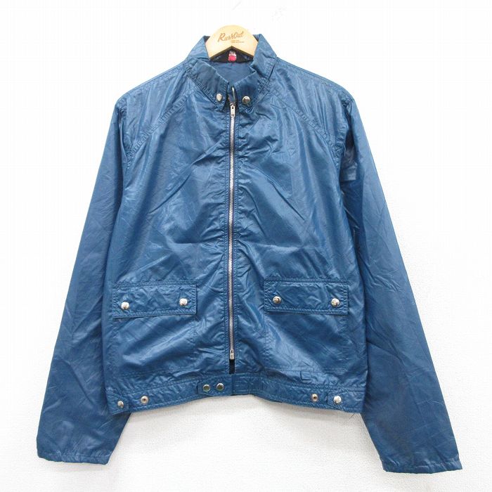 M★古着 長袖 ナイロン ジャケット メンズ 80年代 80s 紺 ネイビー 25mar14 中古 アウター ウインドブレーカー