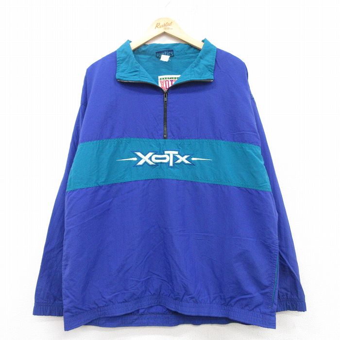 【50%OFF】XL★古着 長袖 ハーフジップ ナイロン ジャケット メンズ 90年代 90s XOTX 紫 パープル 25mar14 中古 アウター ウインドブレーカー