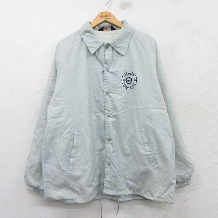 XL★古着 長袖 ナイロン ジャケット メンズ 90年代 90s NATIONAL ROLL ラグラン USA製 グレー 25mar14 中古 アウター ウインドブレーカー
