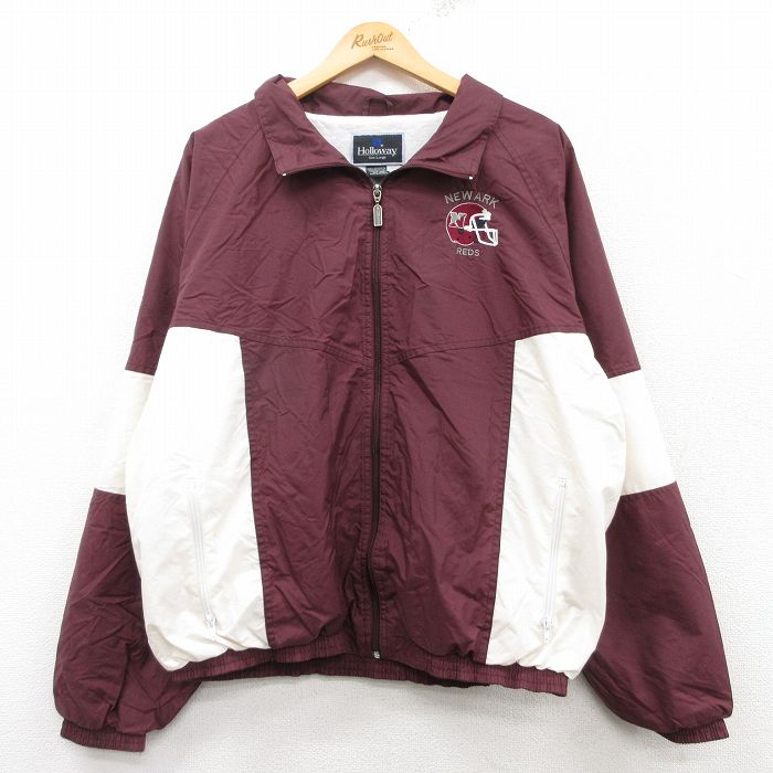 XL★古着 ホロウェイ 長袖 ナイロン ジャケット メンズ 90年代 90s NEW ARK REDS ラグラン エンジ 25mar14 中古 アウター ウインドブレーカー