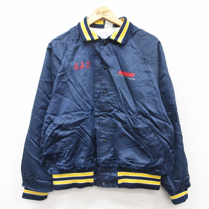 L★古着 ヒルトン 長袖 ナイロン ジャケット メンズ 90年代 90s INWAY ラグラン USA製 紺 ネイビー 25mar24 中古 アウター ウインドブレーカー