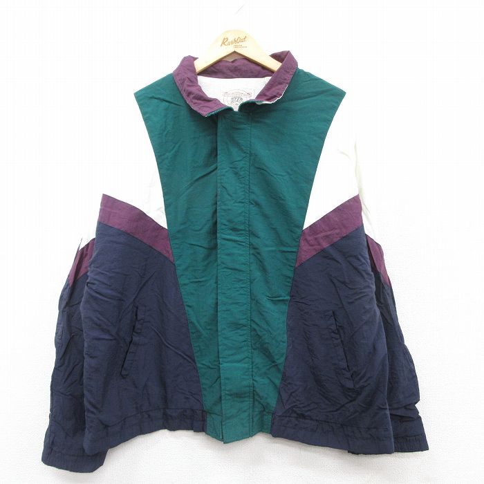 【50%OFF】XL★古着 長袖 ナイロン ジャケット メンズ 00年代 00s 黒他 ブラック 25mar25 中古 アウター ウインドブレーカー