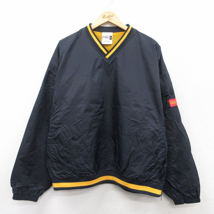XL★古着 長袖 ナイロン ジャケット メンズ ウェルスファーゴ 大きいサイズ Vネック 黒他 ブラック 内側メッシュ 【spe】 25mar25 中古 アウター ウインドブレーカー