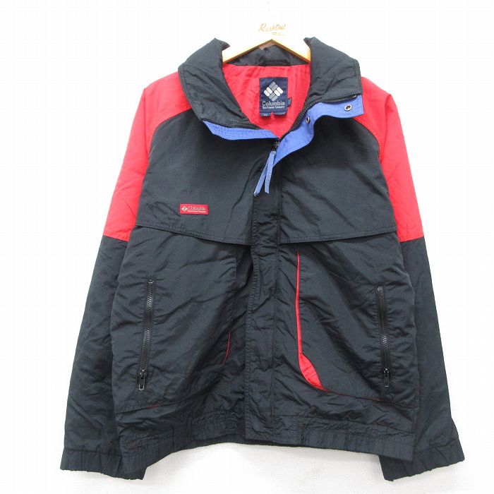 【50%OFF】M★古着 コロンビア COLUMBIA 長袖 ナイロン ジャケット メンズ 90年代 90s Powder Keg ラグラン 黒他 ブラック 25mar27 中古 アウター ウインドブレーカー