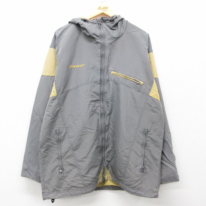 XL★古着 コロンビア COLUMBIA 長袖 ナイロン ジャケット パーカー メンズ 90年代 90s CONVERT グレー他 【spe】 25mar27 中古 アウター ウインドブレーカー