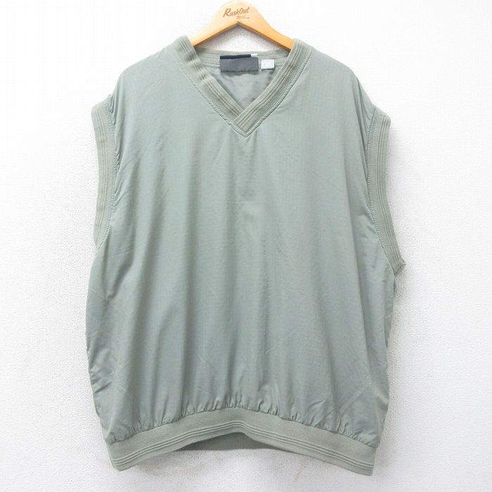 XL★古着 リーボック REEBOK ナイロン ベスト メンズ 大きいサイズ Vネック 緑系 グリーン 25apr12 中古 アウター ウインドブレーカー