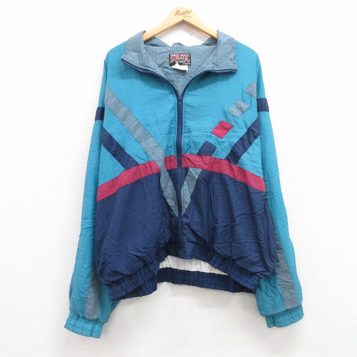 【50%OFF】XL★古着 長袖 ナイロン ジャケット メンズ 00年代 00s 大きいサイズ 紺他 ネイビー 25apr12 中古 アウター ウインドブレーカー