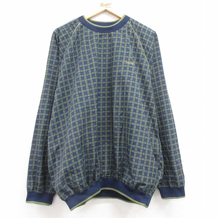 XL★古着 カタリナ 長袖 ナイロン ジャケット メンズ 00年代 00s ワンポイントロゴ ラグラン クルーネック 紺他 ネイビー チェック 25apr12 中古 アウター ウインドブレーカー