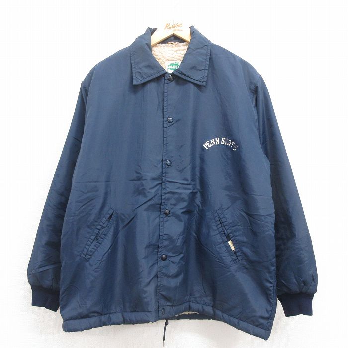 L★古着 長袖 ナイロン ジャケット メンズ 80年代 80s PENN USA製 紺 ネイビー 内側ボア 25sep04 中古 アウター ウインドブレーカー