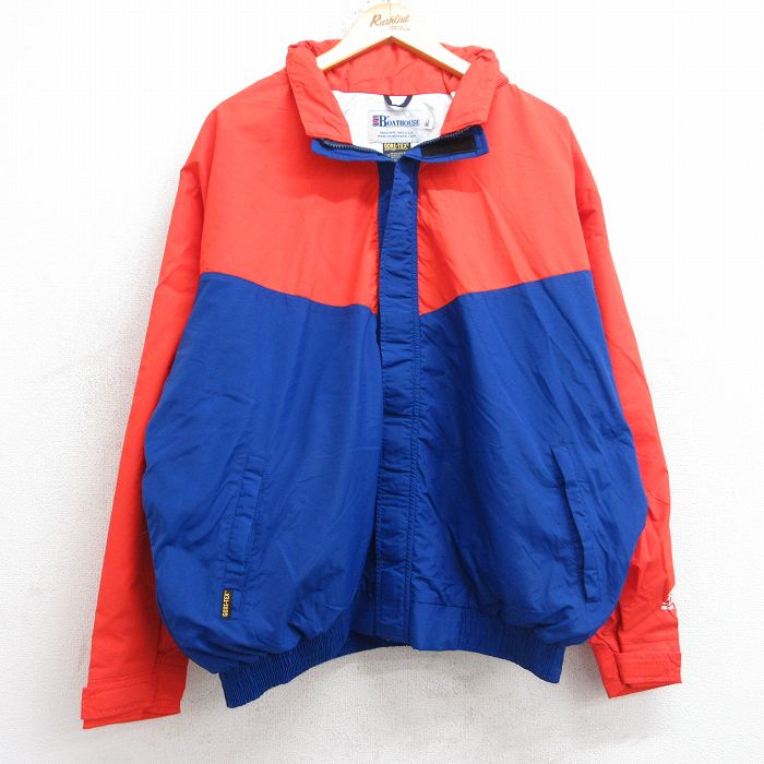 XL★古着 長袖 ナイロン ジャケット メンズ 90年代 90s ゴアテックス ツートンカラー 大きいサイズ 青他 ブルー 25sep04 中古 アウター ウインドブレーカー