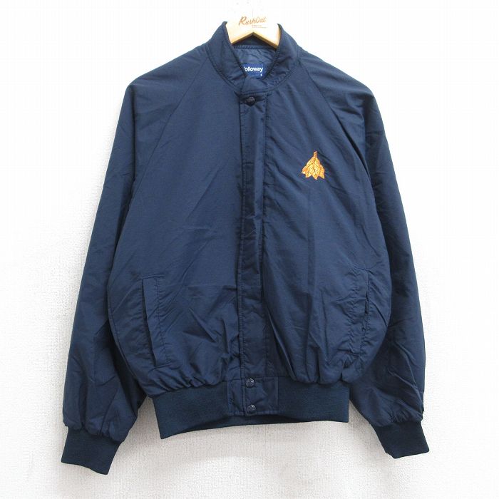 S★古着 ホロウェイ 長袖 ナイロン ジャケット メンズ 90年代 90s 葉 ラグラン USA製 紺 ネイビー 25sep04 中古 アウター ウインドブレーカー