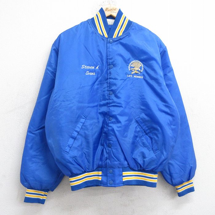 【20%OFF】L★古着 長袖 ナイロン ジャケット メンズ 90年代 90s 鳥 ハンティング USA製 青 ブルー 内側キルティング 25sep05 中古 アウター ウインドブレーカー