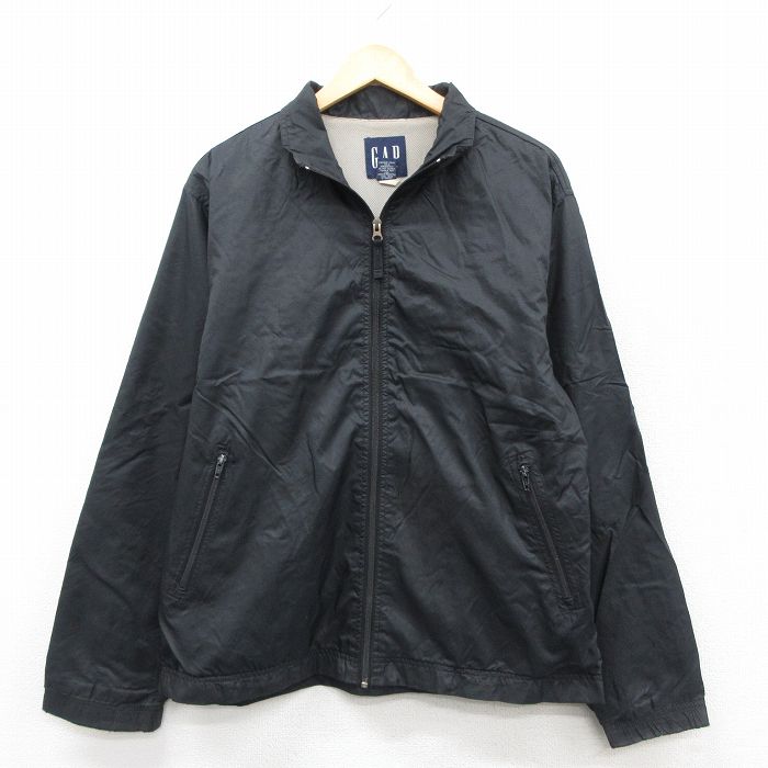 L★古着 ギャップ GAP 長袖 ナイロン ジャケット メンズ 00年代 00s リップストップ 黒 ブラック 内側メッシュ 25sep20 中古 アウター ウインドブレーカー