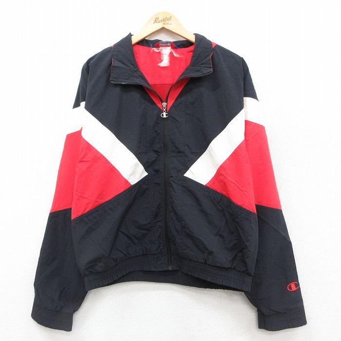 M★古着 チャンピオン Champion 長袖 ナイロン ジャケット メンズ 00年代 00s 黒他 ブラック 内側メッシュ 25sep25 中古 アウター ウインドブレーカー