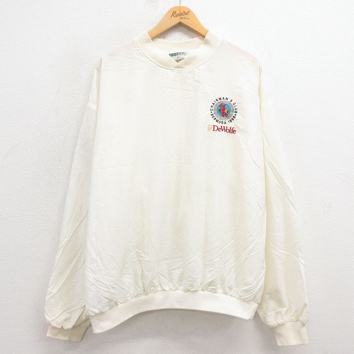 XL★古着 長袖 ナイロン ジャケット メンズ 90年代 90s 魚 大きいサイズ USA製 白 ホワイト 25sep26 中古 アウター ウインドブレーカー