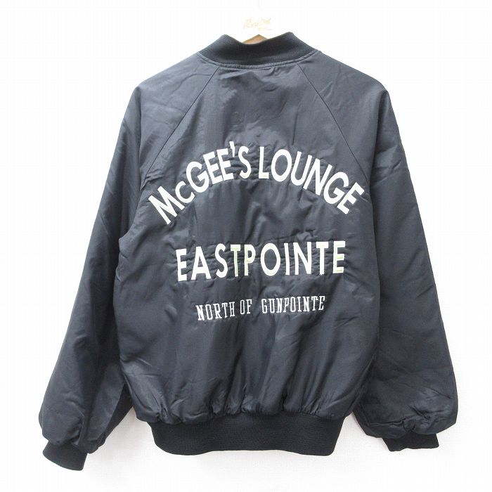 M★古着 長袖 ナイロン ジャケット メンズ 80年代 80s EASTPOINTE ラグラン 黒 ブラック 内側キルティング 【spe】 25sep26 中古 アウター ウインドブレーカー