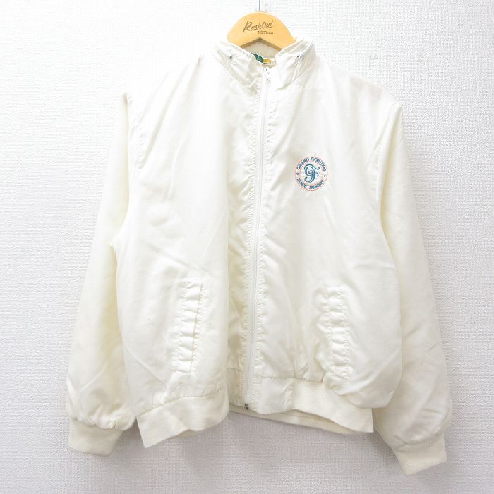 M★古着 IZOD 長袖 ナイロン ジャケット メンズ 90年代 90s GRAND FLORIDIAN 白 ホワイト 25sep26 中古 アウター ウインドブレーカー