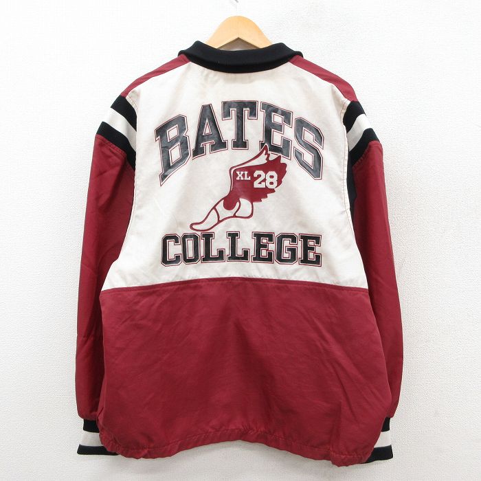 XL★古着 長袖 ナイロン ジャケット メンズ 90年代 90s BATES ウイングフット 大きいサイズ エンジ 25sep29 中古 アウター ウインドブレーカー